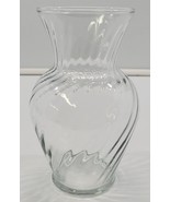AP) Indiana Glass Company Optic Swirl Clear Flower Vase 7&quot; Tall - £7.84 GBP