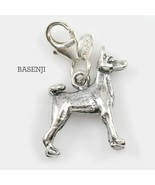 Basenji Dog Charm 3 Dimensional Solid Sterling Silver - $45.54