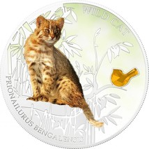 1 Oz Silver Coin 2013 $2 Fiji Dogs &amp; Cats Cat w/stone - Prionailurus Ben... - $94.08