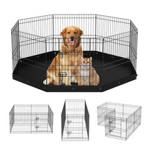 VEVOR Dog Playpen 8 Panels Foldable Metal Dog Exercise Pen with Bottom Pad 24&quot; H - £70.33 GBP