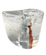 Kosta Boda Sweden Votive Tealight Crystal Candle Holder, Orange Swirl - $23.74