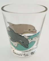 Shot Glass Dolphins Emerald Isle NC Dolphin Lover Standard Clear ERCO   - $4.80
