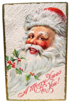 Santa Claus Long Beard  Nice Face Embossed Christmas Postcard Series 2000 Unused - £24.94 GBP