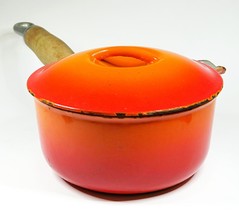 Le Creuset #14 Saucepan Flame Orange with Lid Mid-Century Enamel Cookwar... - $39.70