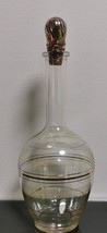 Beautiful Vintage Wine Decanter Clear Glass Gold Rims and Silverplated Stopper - £29.60 GBP