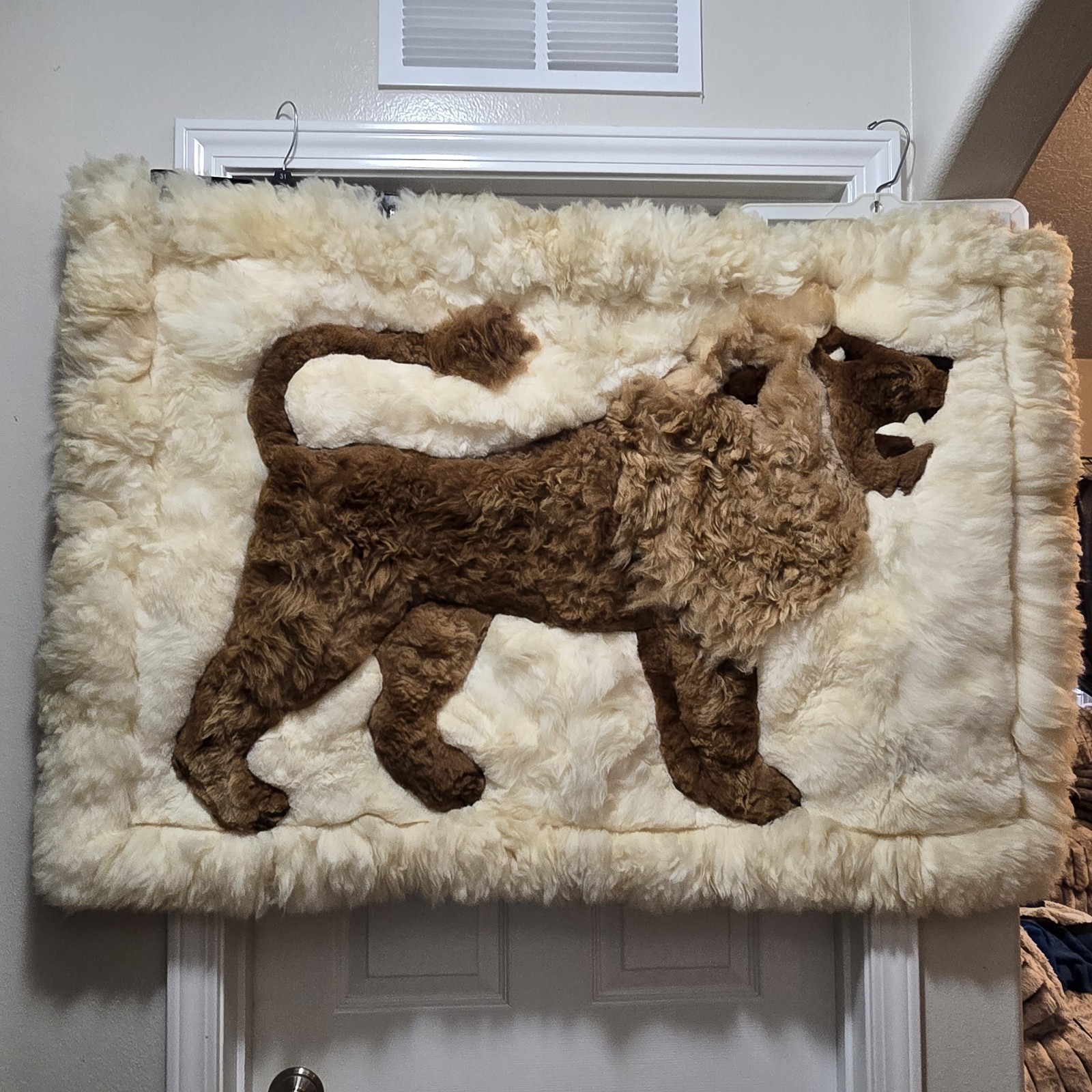 Peruvian 100% Alpaca Fur Tapestry Rug Hand-made 32 x 49” Lion Vintage  Item image 10