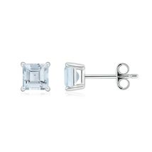 ANGARA Natural Aquamarine Stud Fine Earrings in Sterling Silver (Size-5mm) - $293.55+