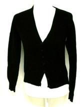 Ambiance Knitted Cardigan Sweater Small Black Long Sleeve V-NECK Button Front - £9.40 GBP