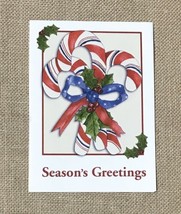 Sarah Mullen Candy Cane Stars And Striped Christmas Holiday Card Americana - $2.77