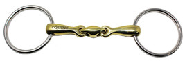 SS Loose O-Ring Dog Bone Snaffle Pony Horse Bit 4 1/2&quot; Brass Mouth Equine 35521A - £24.28 GBP