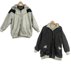 VTG Reversible Windbreaker Jacket OS Silver Snap Button Closure CURRENT ... - $49.49