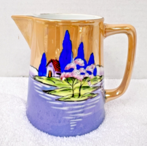 Lusterware Pitcher w Cottage and Tree&#39;s Water 4 1/2 Inch Made in Japan - $730.65 MXN