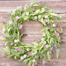 Spring Summer Wreaths 24&#39; for Front Door, Door Wreath with Daisy Flowers and Euc - £35.89 GBP