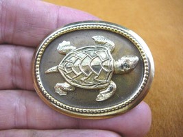 (B-TURT-355) Sea Turtle turtle ocean lover oval brass pin pendant I love... - $17.75