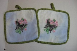Butterfly Potholders, machine embroidered - $5.00