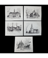 Pen &amp; Ink Sketches Williamsburg VA Scenes by Jack G. Williams 8 x 10 Set... - £30.34 GBP