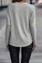 Gray Side Buttons Crew Neck Knit Top - $16.97