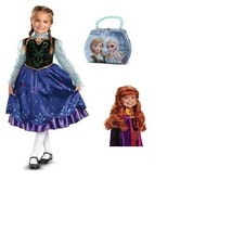 Girls Frozen Anna Dress &amp; Purse Disney Princess  Halloween Costume-size 7/8 - £31.07 GBP