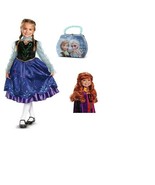 Girls Frozen Anna Dress &amp; Purse Disney Princess  Halloween Costume-size 7/8 - £31.32 GBP