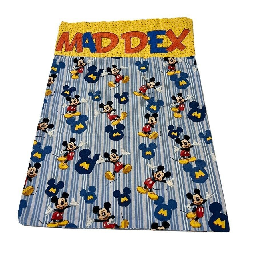 Vintage Handmade Mickey Mouse Pillowcase Disney Soft and Well Made Maddex Name - £8.67 GBP