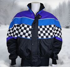 Snowmobile Jacket Mens L Purple Black Checkerboard Vtg USA Sno Rider Thi... - $50.86