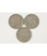 Lot of 3 Buffalo Nickels (1919-P + D + S) in VG to VF Condition, Natural... - $75.00