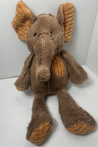 Pier 1 One Imports Elephant Plush Corduroy Brown Orange Embroidered Eyes 15” - £7.92 GBP