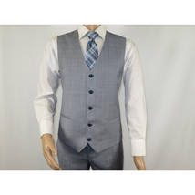 Men Suit BERLUSCONI Turkey 100% Italian Wool Super 180's 3pc Vested #Ber7 Sky image 7