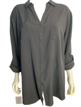 Talbots Woman Black Collared Long Sleeve Roll Tab Sleeve Blouse Size 3X - £22.77 GBP