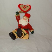 Santa Claus Heart Balloon Figurine Christmas 3&quot; Resin Clay Felt - £9.58 GBP