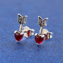 Sterling silver Arrow &amp; Murano Glass Heart Stud Earrings 293668C01 - £14.08 GBP