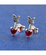 Sterling silver Arrow &amp; Murano Glass Heart Stud Earrings 293668C01 - $24.97 CAD