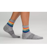Lululemon Daily Stride Mid-Crew Sock Grey Rainbow Stripe Medium Wordmark... - £9.06 GBP