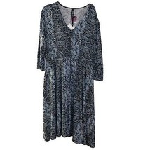 Agnes &amp; Dora Black Gray Snakeskin Print Midi Dress XXL 2XL NEW - £13.58 GBP