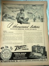 Zenith Radio A Thousand Letters WWII Advertising Print Ad Art  - £10.20 GBP