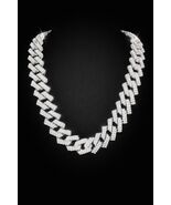 18K White Gold Plated Cuban Link Chain 24” 16mm Iced Necklace Unisex - $42.52