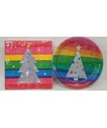 Holiday Time 10 Piece Lunch Plates &amp; 16 Piece Lunch Napkins With Rainbow... - €16,94 EUR