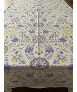 Williams Sonoma Provencal Purple Yellow Cotton Table Cloth Floral 70&quot; X 90&quot; - $81.33 CAD