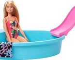 Barbie Doll &amp; Pool Playset with Pink Slide, Beverage Accessories &amp; Towel... - $19.79