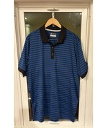 Jack Nicklaus Men&#39;s Size 2XL Blue Striped Golden Bear Golf Polo Shirt - $13.50