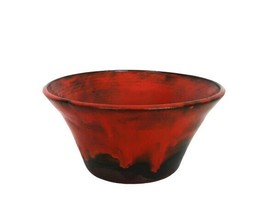 Vintage Black &amp; Red Lava Glaze Decorative Pottery Bowl - £23.97 GBP