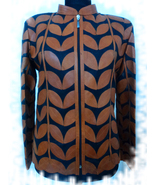 Brown Leather Leaf Jacket Women All Colours Sizes Genuine Short Zipper Light D1 - £180.83 GBP
