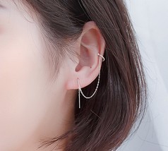 Ear Cuff Chain Earrings, Long Chain Ear Cuffs, No Piercing Earring, Chain Tassel - £10.98 GBP