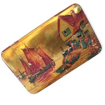 Vintage Candy Tin Bluebird Toffee Harry Vincent English Boat Village Hinged Red - £12.64 GBP