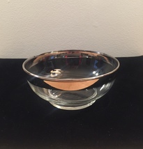 Vintage 60s MCM Silver Ombre rimmed 4.75" small glass bowl image 2