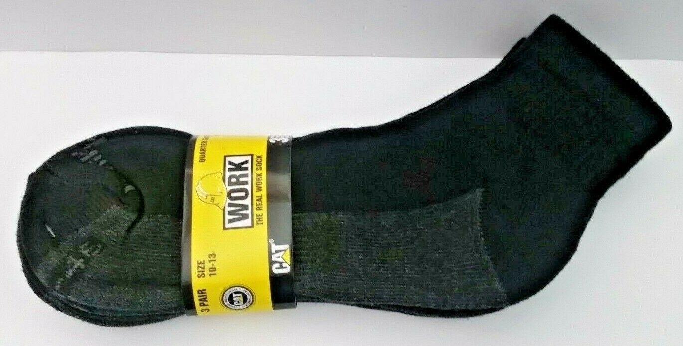 3 PAIRS CATERPILLAR CAT REAL WORK QUARTER SOCKS TRUCK BUILDER FARMING HI... - $14.73