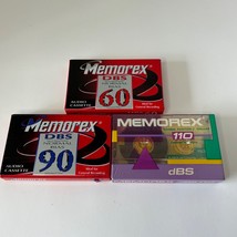 Lot of 3 Memorex DBS 60 90 110 Cassettes New Sealed Normal Bias Type 1 - £11.07 GBP