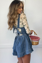 Sky Blue Buckle Straps Bib Style Tied Backless Flared Denim Overall - $546.42 MXN