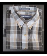 Van Heusen Men s Large Black Gray &amp; Tan Plaid Shirt Short Sleeve - €11,07 EUR