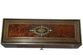 c1890 Antique French Marquetry Brass/mother of pearl inlaid Jewel casket - $676.17